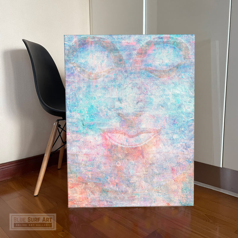 Pastel Modern Buddha Portrait in Abstract Style Wall Art by Blue Surf Art