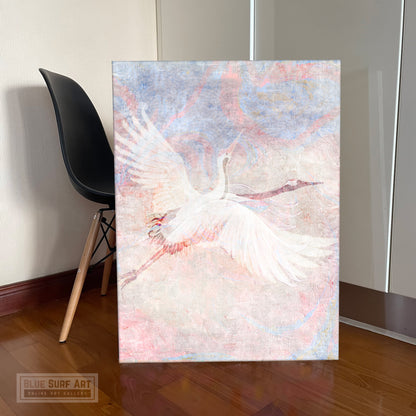 Asian Wall Art Decor, Cranes canvas art