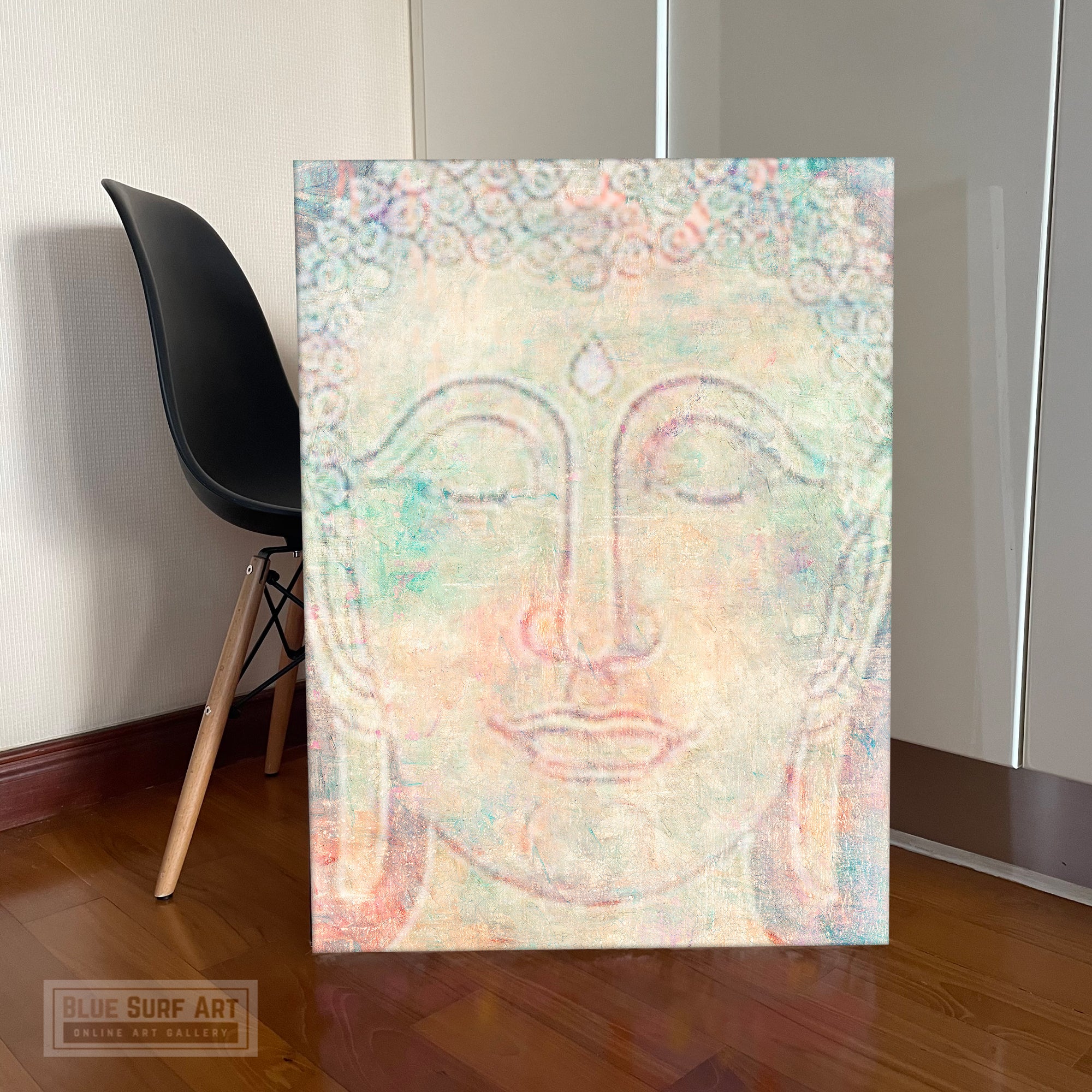 Pastel Colour Buddha Wall Art, Original Asian Canvas Art Painting - showcase