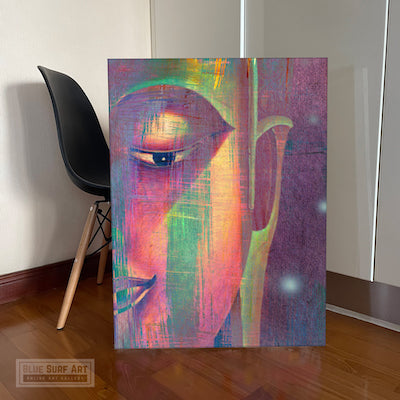Multi Colour Buddha Portrait in Abstract Style