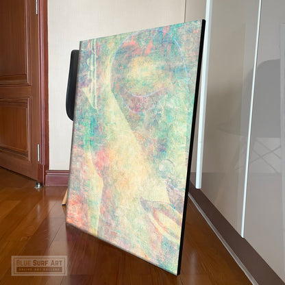 Pastel Green Modern Buddha Portrait in Abstract Style Wall Art