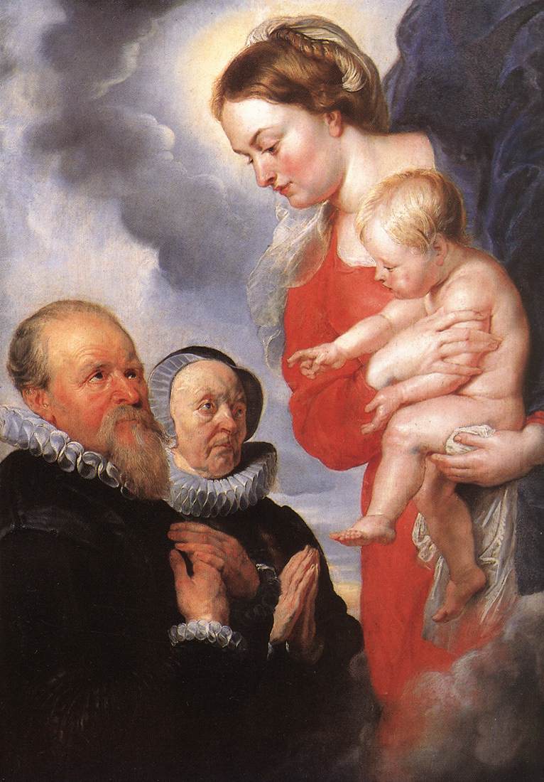 Madonna and Child with the Donors Alexandre Goubeau and his wife Anne Antoni by Peter Paul Rubens Reproduction Oil Painting on Canvas