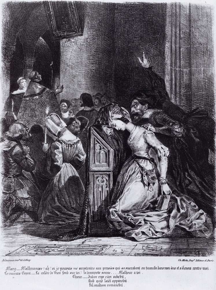 Marguerite in the Church with the Evil Spirits by Eugène Delacroix Reproduction Painting by Blue Surf Art