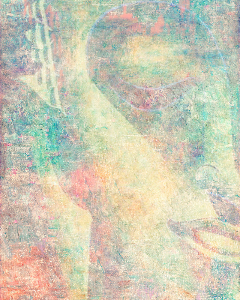 Pastel Green Modern Buddha Portrait in Abstract Style Wall Art