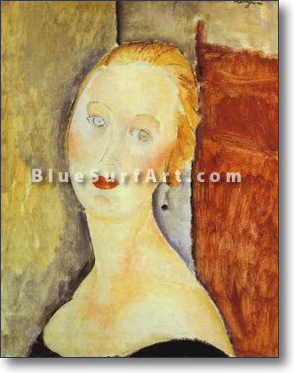 "A Blond Woman. (Portrait of Germaine Survage)" by Amedeo Modigliani reproduction in oil painting on canvas