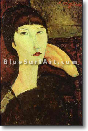 "Adrienne (Woman with Bangs)" by Amedeo Modigliani reproduction, in oil painting on canvas