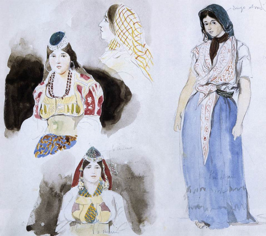 Moroccan Women by Eugène Delacroix Reproduction Painting by Blue Surf Art