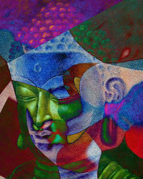 Multi Colour Buddha Art in Abstract Style