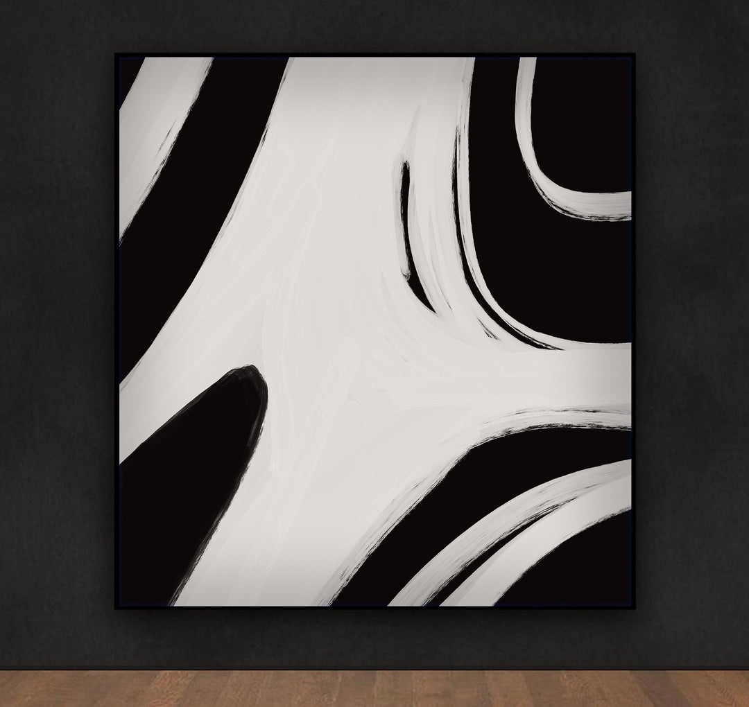 Minimalist Black & White Modern Abstract Wall Art - Fora #4. Large Abstract Painting, Modern Abstract Painting, oil hand painting, office wall art, original abstract, textured art