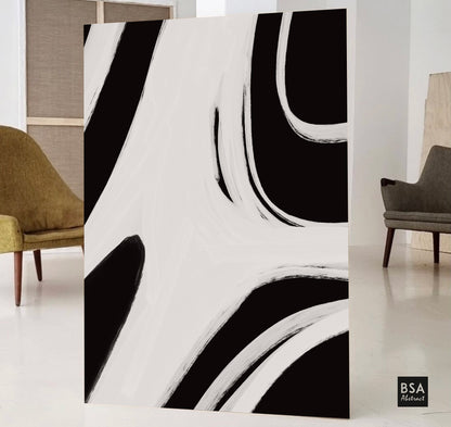 Minimalist Black & White Modern Abstract Wall Art - Fora #4. Large Abstract Painting, Modern Abstract Painting, oil hand painting, office wall art, original abstract, textured art