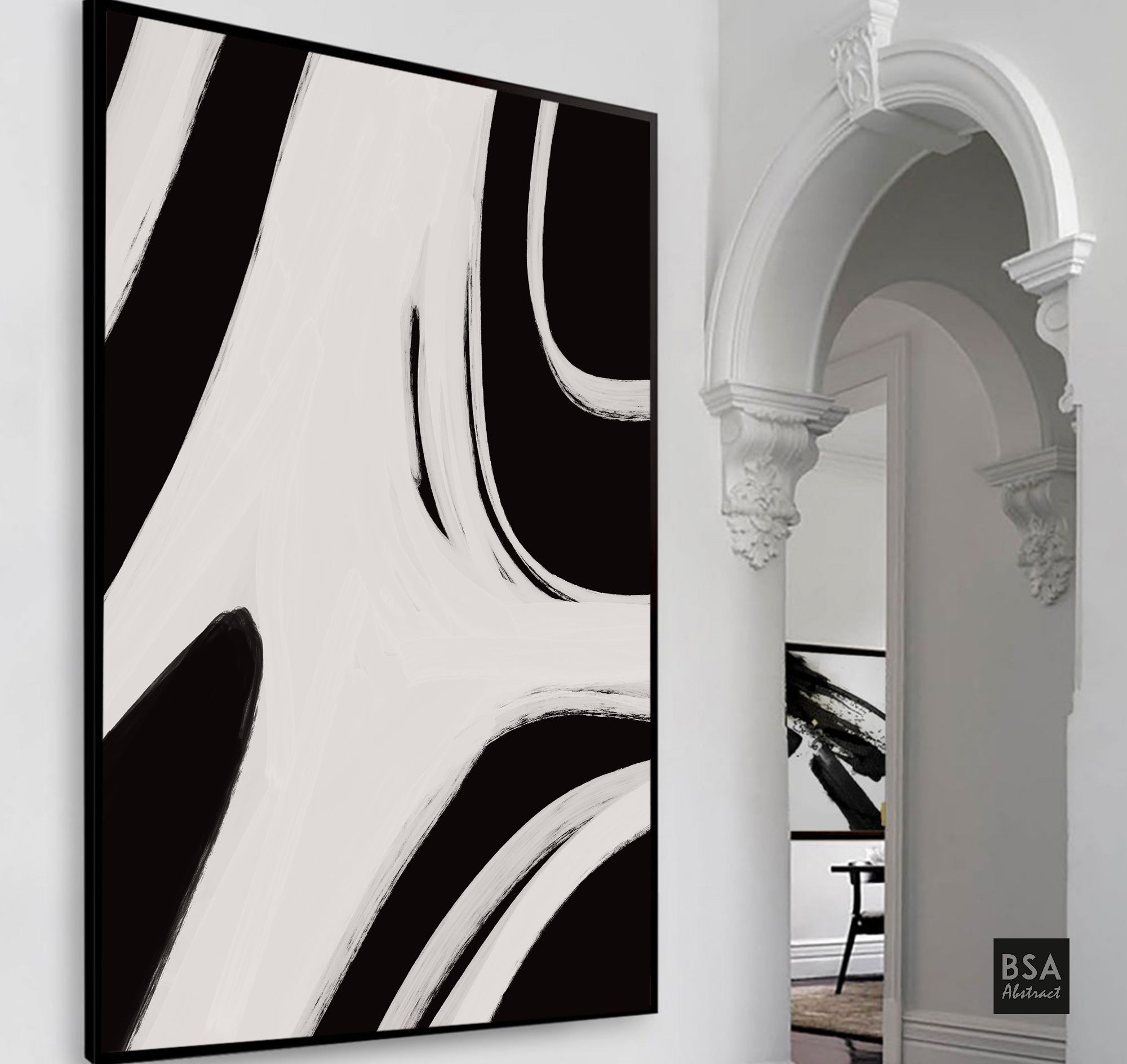 Minimalist Black & White Modern Abstract Wall Art - Fora #4. Large Abstract Painting, Modern Abstract Painting, oil hand painting, office wall art, original abstract, textured art