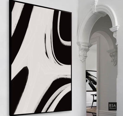 Minimalist Black & White Modern Abstract Wall Art - Fora #4. Large Abstract Painting, Modern Abstract Painting, oil hand painting, office wall art, original abstract, textured art