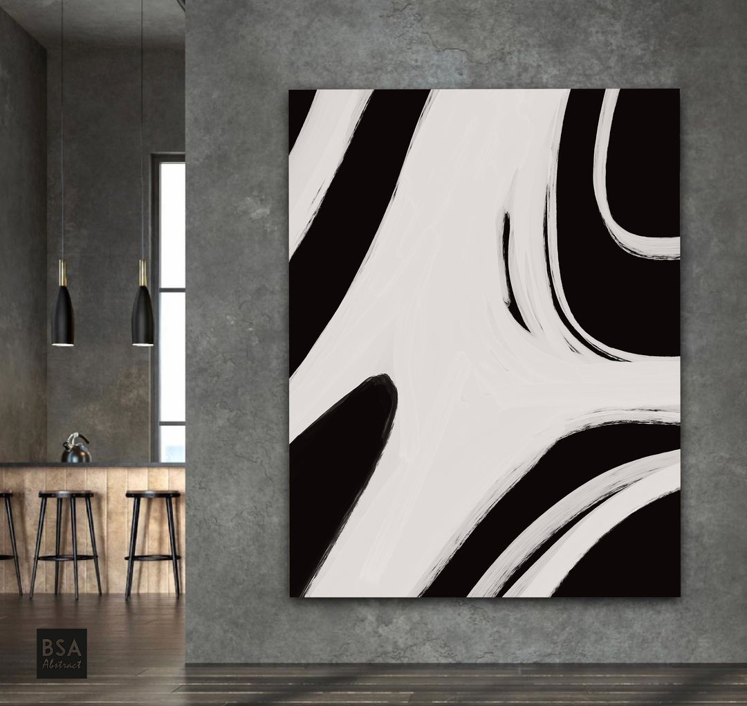 Minimalist Black & White Modern Abstract Wall Art - Fora #4. Large Abstract Painting, Modern Abstract Painting, oil hand painting, office wall art, original abstract, textured art