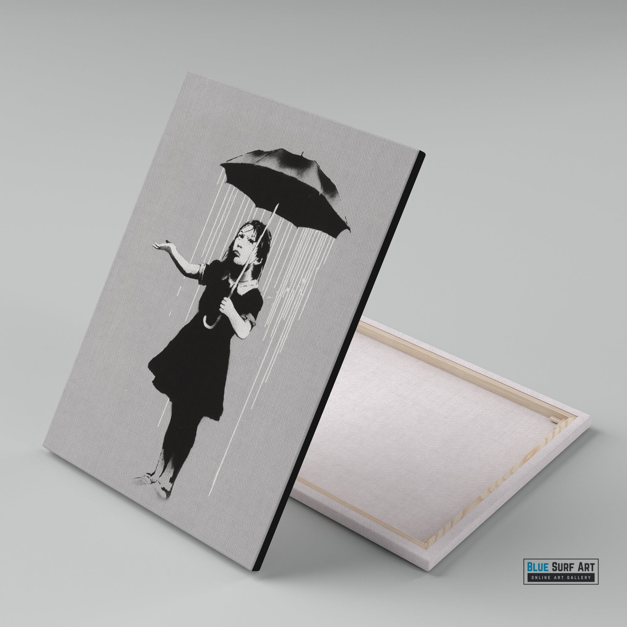 Nola Banksy Raining Girl 2008 Wall Art, Reproduction 100% Handmade Art