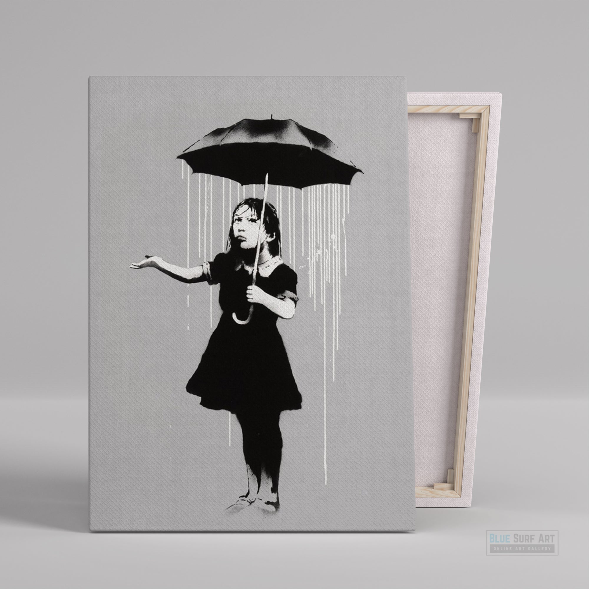 Nola Banksy Raining Girl 2008 Wall Art, Reproduction 100% Handmade Art