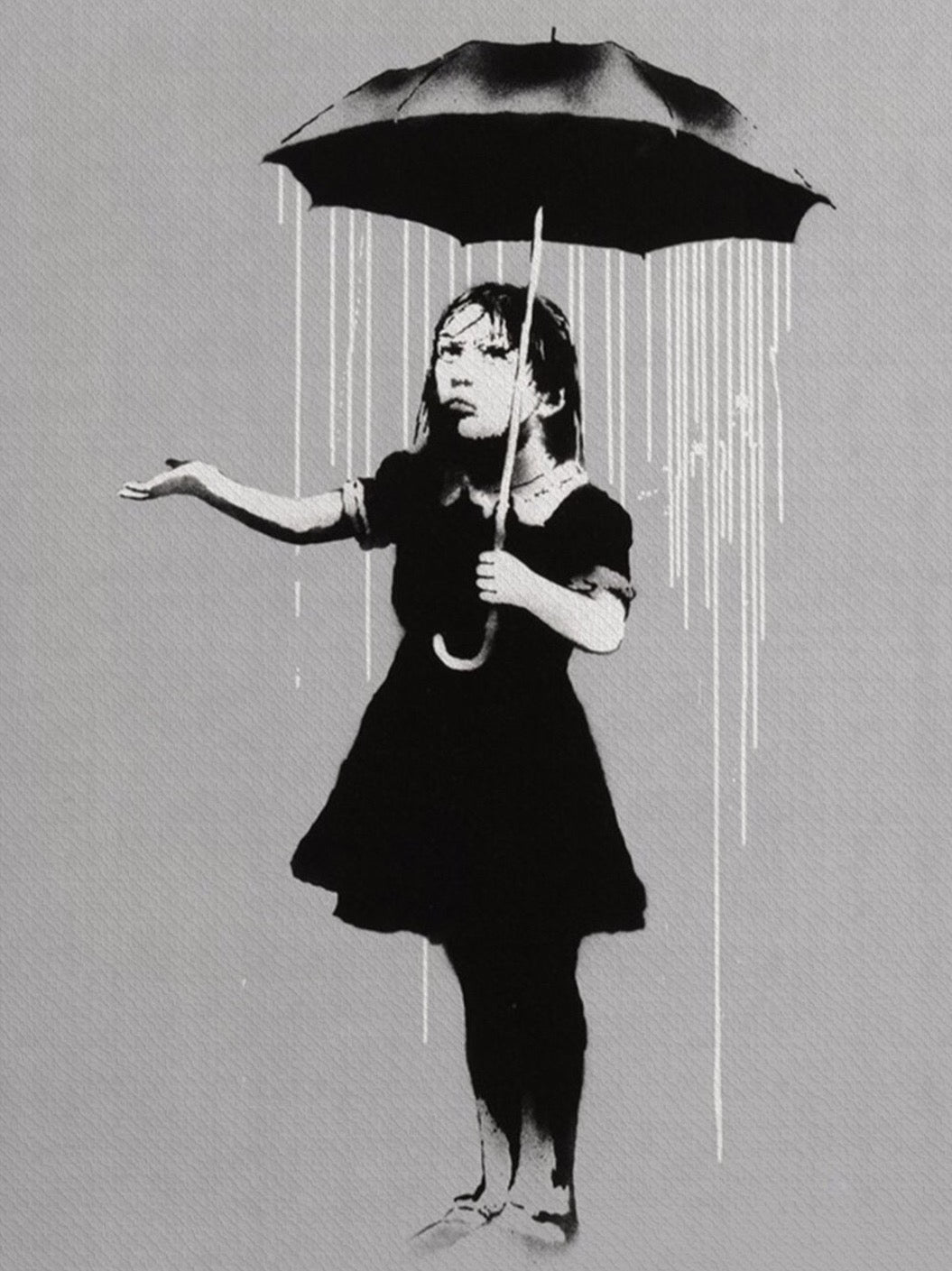 Nola Banksy Raining Girl 2008 Wall Art, Reproduction 100% Handmade Art, Banksy art for sale, handmade street art painting