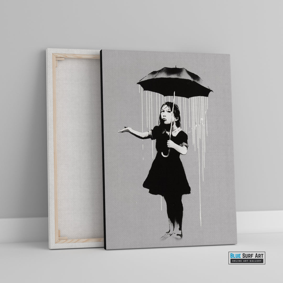 Nola Banksy Raining Girl 2008 Wall Art, Reproduction 100% Handmade Art