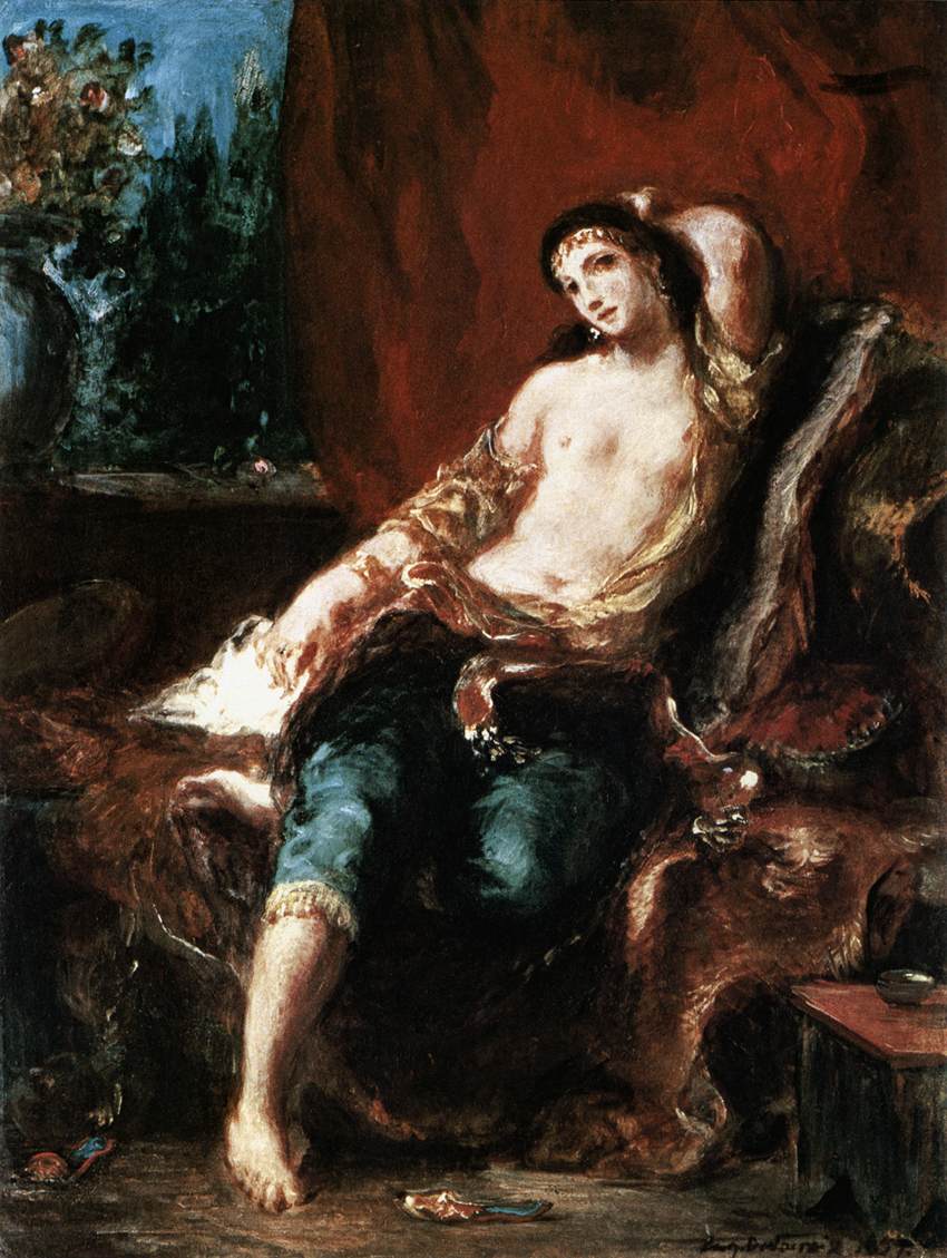 Odalisque by Eugène Delacroix Reproduction Painting by Blue Surf Art