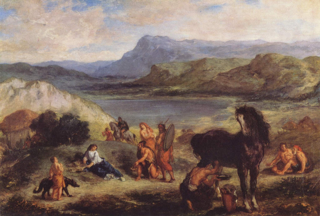 Ovid among the Scythians by Eugène Delacroix Reproduction Painting by Blue Surf Art