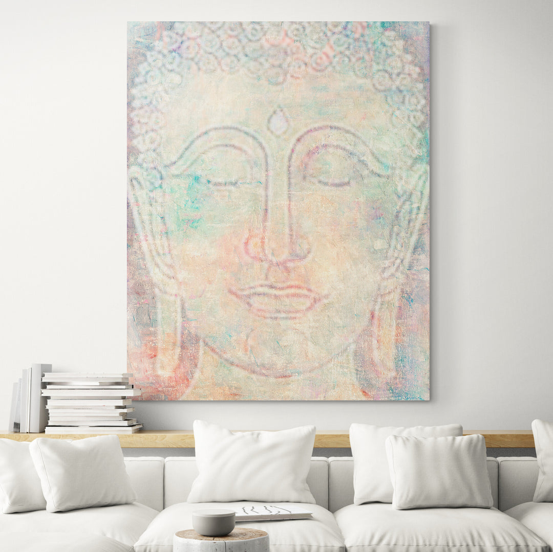 Pastel Colour Buddha Wall Art, Original Asian Canvas Art Painting - living room