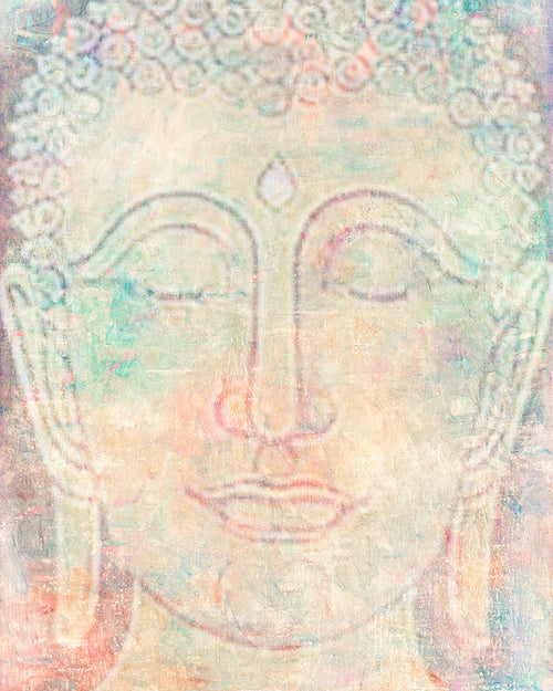 Pastel Colour Buddha Wall Art, Original Asian Canvas Art Painting