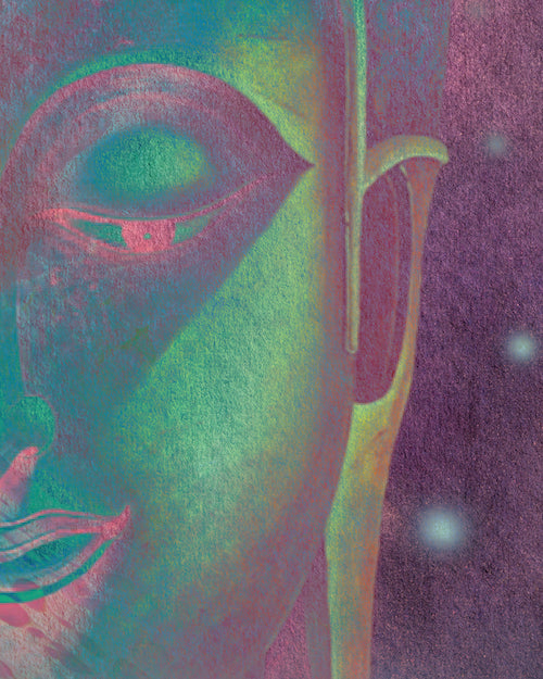 Pastel Green and Pink Buddha Portrait Art Canvas