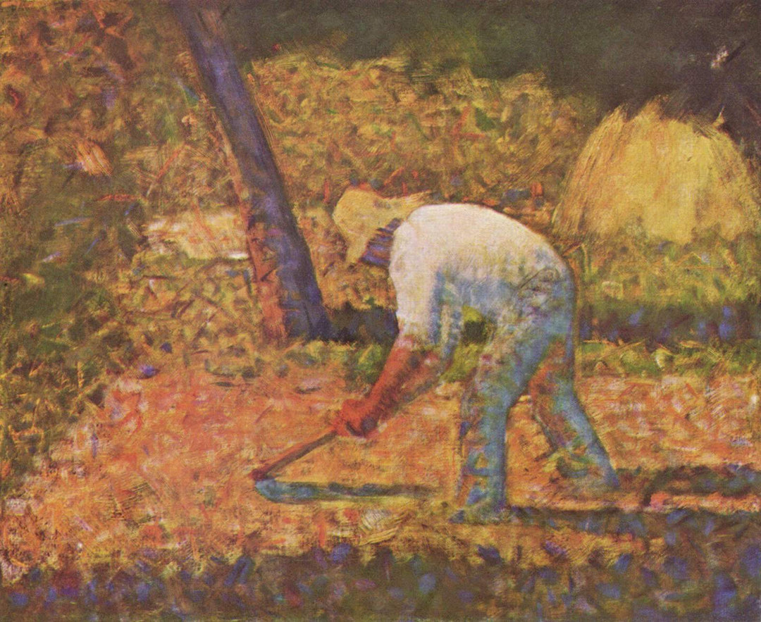 Peasant with Hoe by Georges Seurat Reproduction Painting by Blue Surf Art