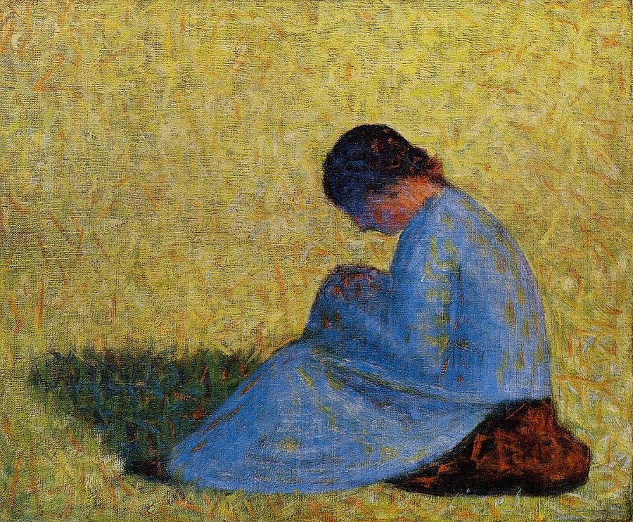 Peasant Woman Seated in the Grass by Georges Seurat Reproduction Painting by Blue Surf Art