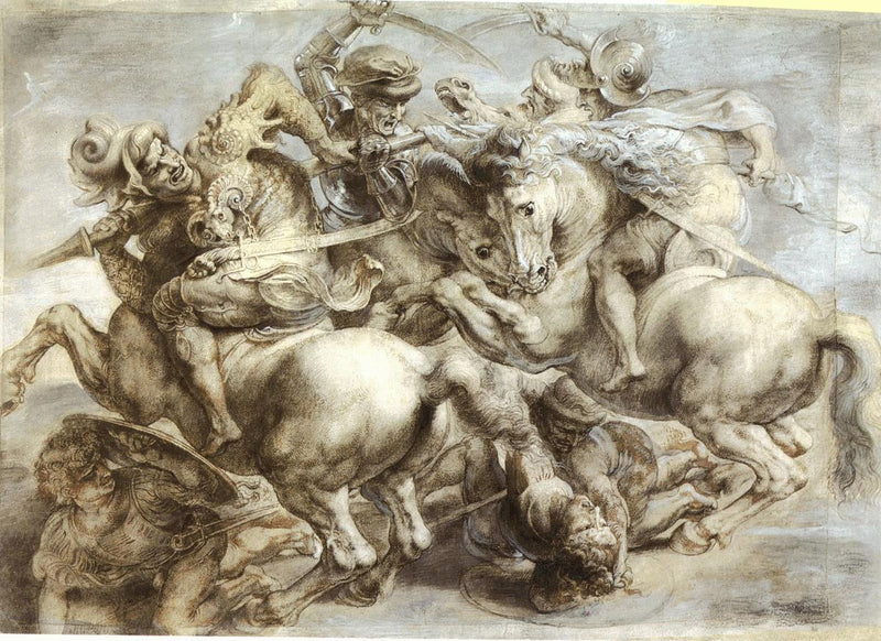 Copy of Battle of Anghiari, the lost painting by Leonardo da Vinci by Peter Paul Rubens Reproduction Oil Painting on Canvas