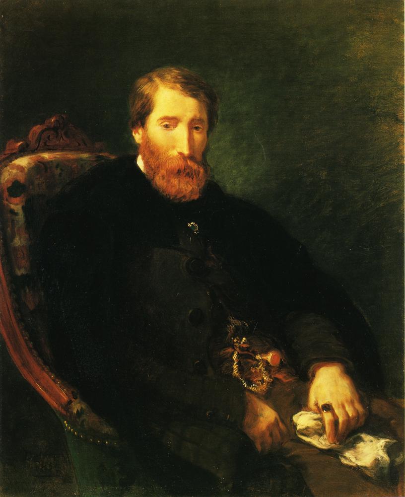 Portrait of Alfred Bruyas by Eugène Delacroix Reproduction Painting by Blue Surf Art