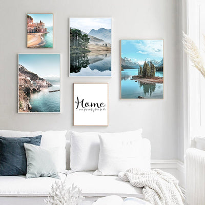 Scandinavian Nordic Coastline Canvas Art Print - Wall Decor, Home decor - living room