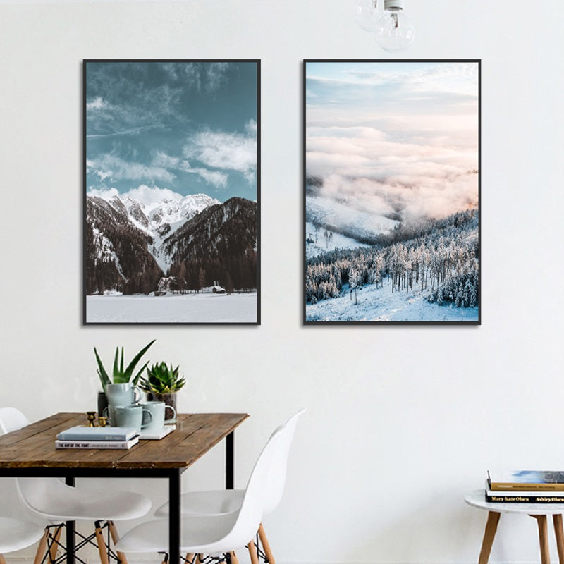 Winter at Nordic Canvas Art Print, Wall Art, Home Decor - Showcase 3 with black frame