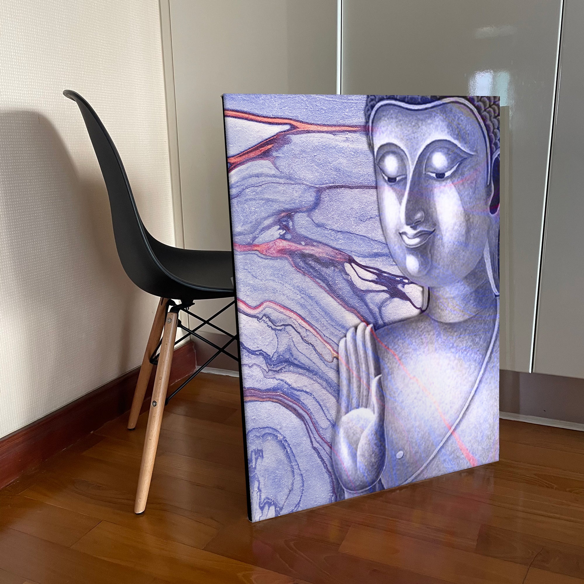 Buddha's Palm Face Out with Abstract Background - Purple Tone  - Studio Showcase Canvas