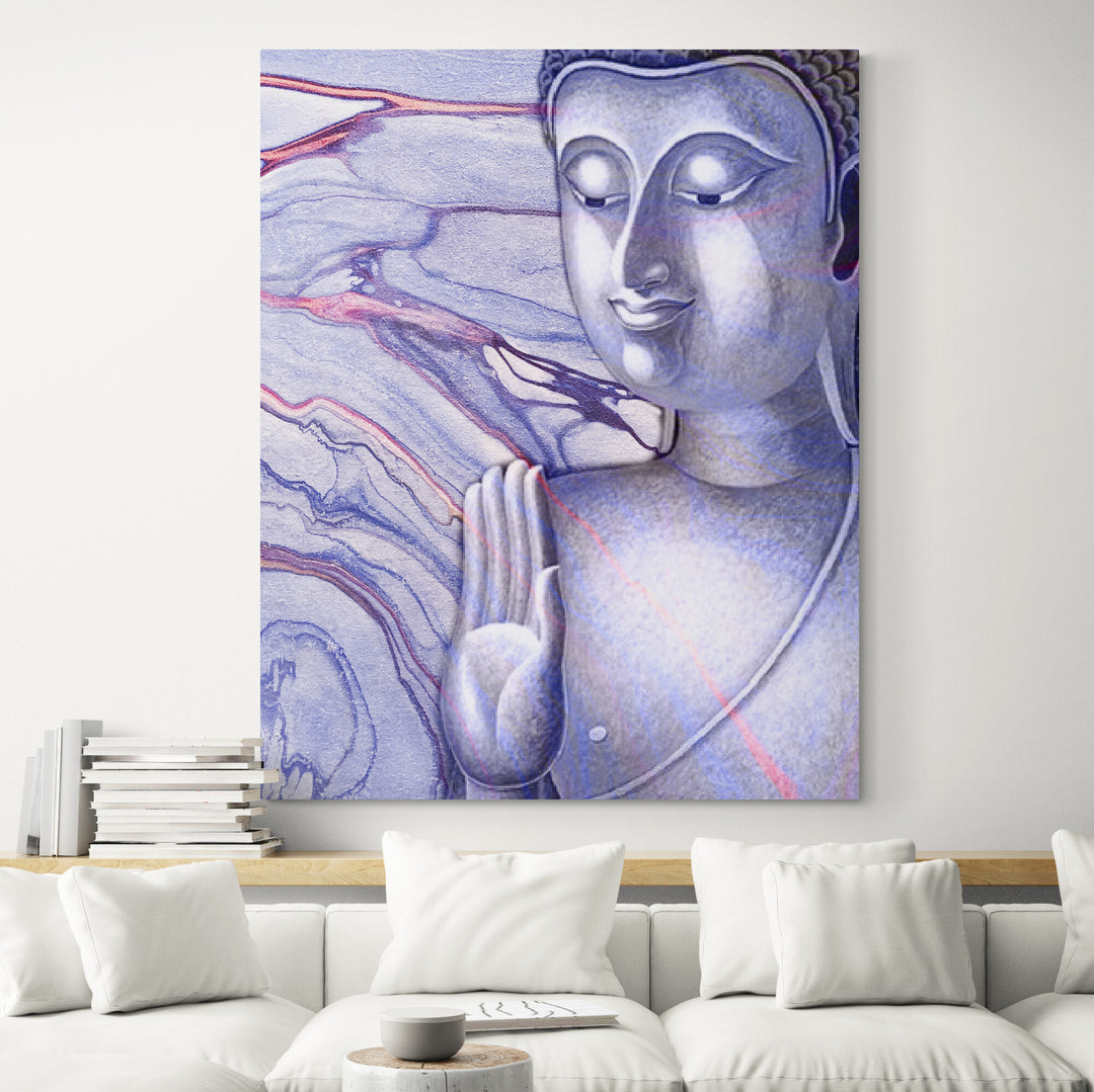 Buddha's Palm Face Out with Abstract Background - Purple Tone  - Living room