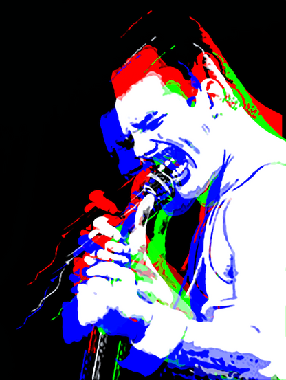 Queen, Freddie Mercury, Wall Art, Painting, Queen Freddie on Stage Signing Painting, Queen UK Band Prints, Queen Original Oil Art