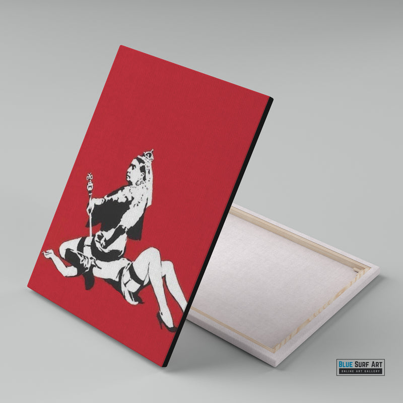 Queen Victoria Banksy Street Art Original Oil Painting I 100% Handmade Art - 3