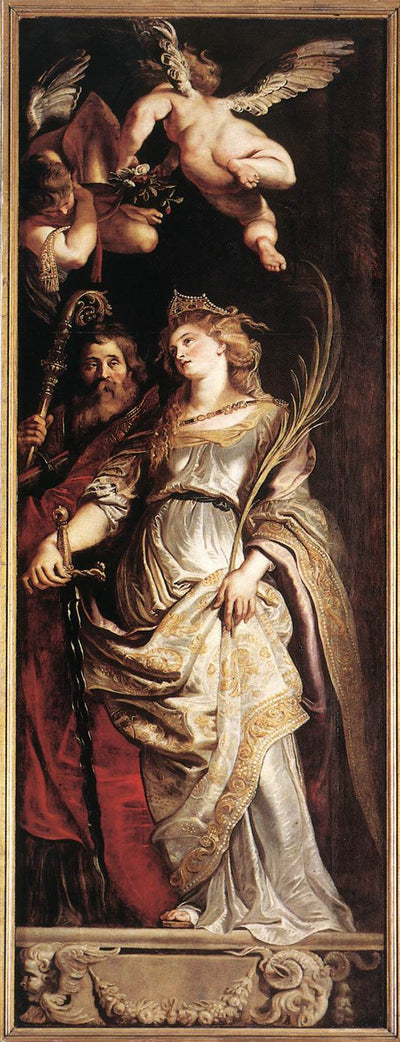 Raising of the Cross - Sts Eligius and Catherine by Peter Paul Rubens Reproduction Oil Painting on Canvas