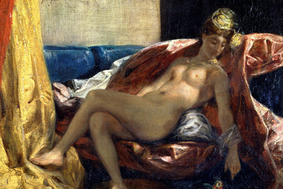 Reclining Odalisque or, Woman with a Parakeet by Eugène Delacroix Reproduction Painting by Blue Surf Art