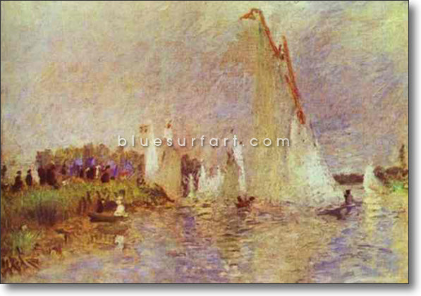 Sailboats at Argenteuil by Pierre-Auguste Renoir Reproduction Oil Painting on Canvas I Blue Surf Art