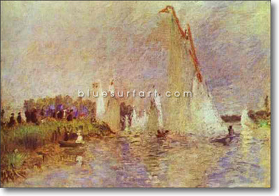 Sailboats at Argenteuil by Pierre-Auguste Renoir Reproduction Oil Painting on Canvas I Blue Surf Art