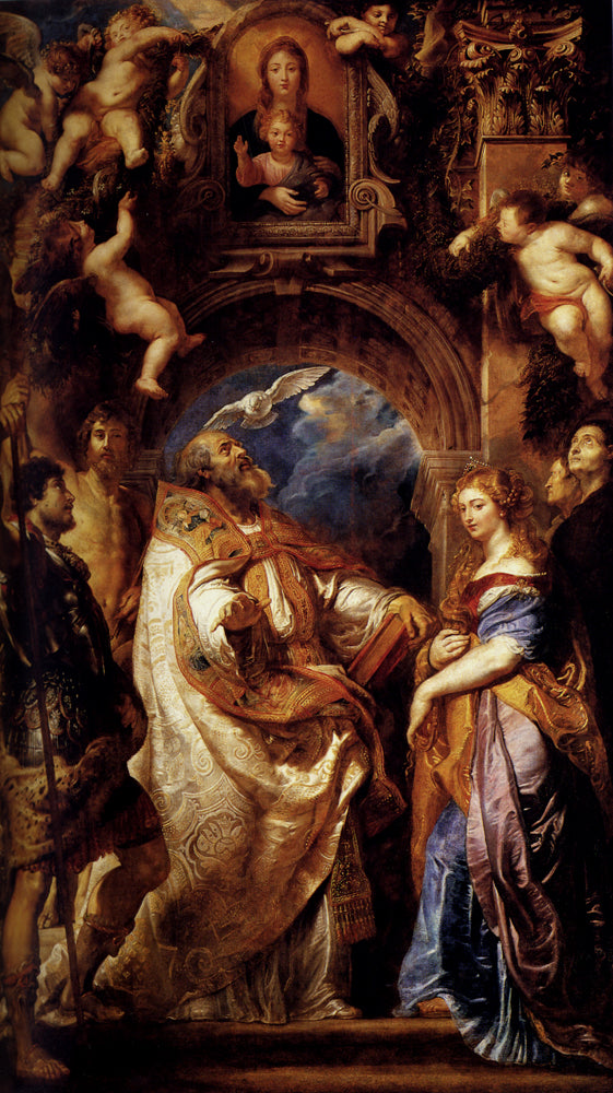 Saint Gregory with Saints Domitilla, Maurus, and Papianus by Peter Paul Rubens Reproduction Oil Painting on Canvas