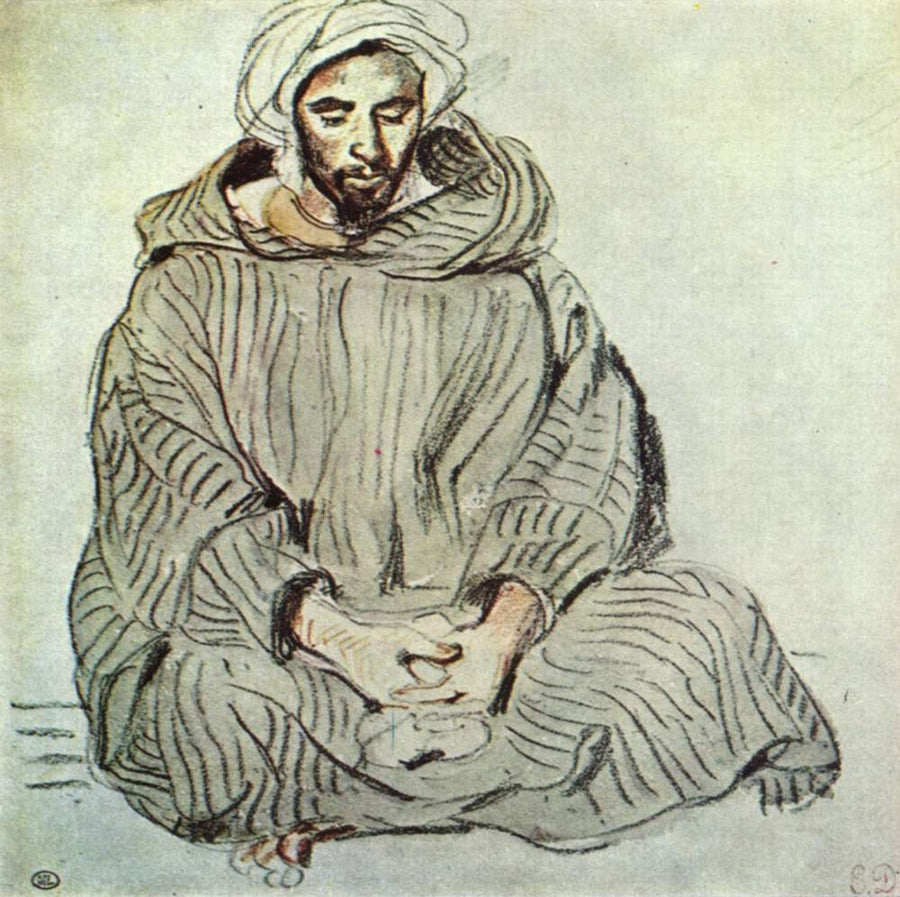 Seated Arab in Tanger by Eugène Delacroix Reproduction Painting by Blue Surf Art