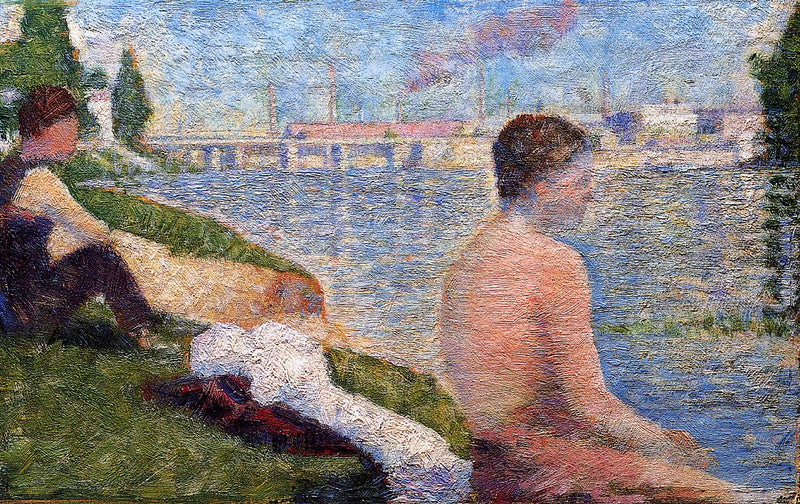 Seated Bather by Georges Seurat Reproduction Painting by Blue Surf Art
