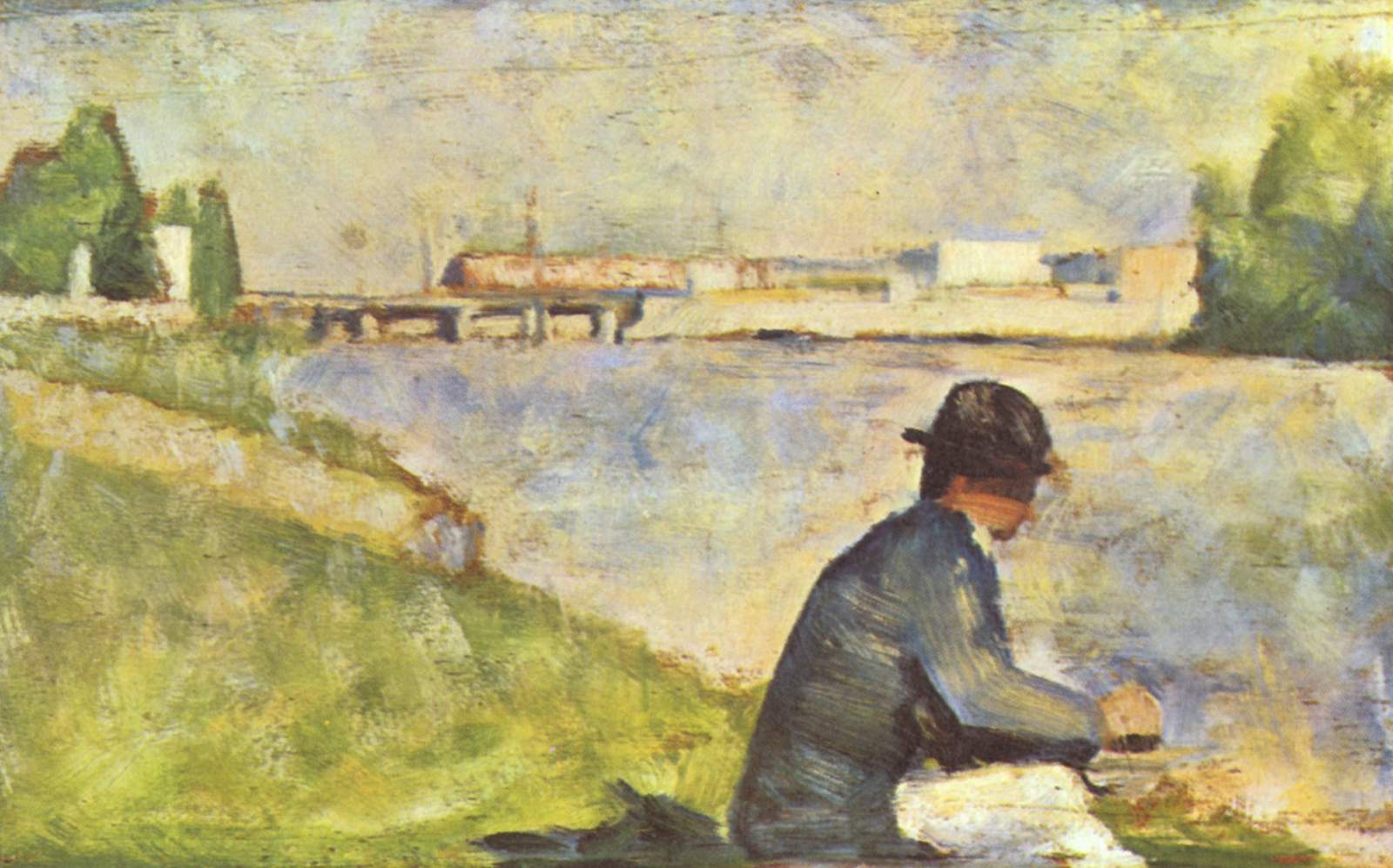 Seated Man. Study for "Bathers at Asnieres" by Georges Seurat Reproduction Painting by Blue Surf Art