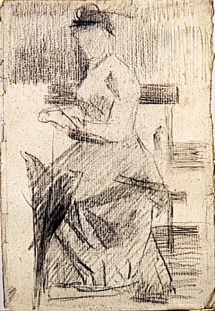 Seated Woman by Georges Seurat Reproduction Painting by Blue Surf Art