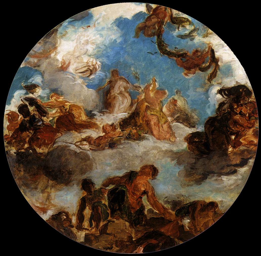 Sketch for Peace Descends to Earth by Eugène Delacroix Reproduction Painting by Blue Surf Art