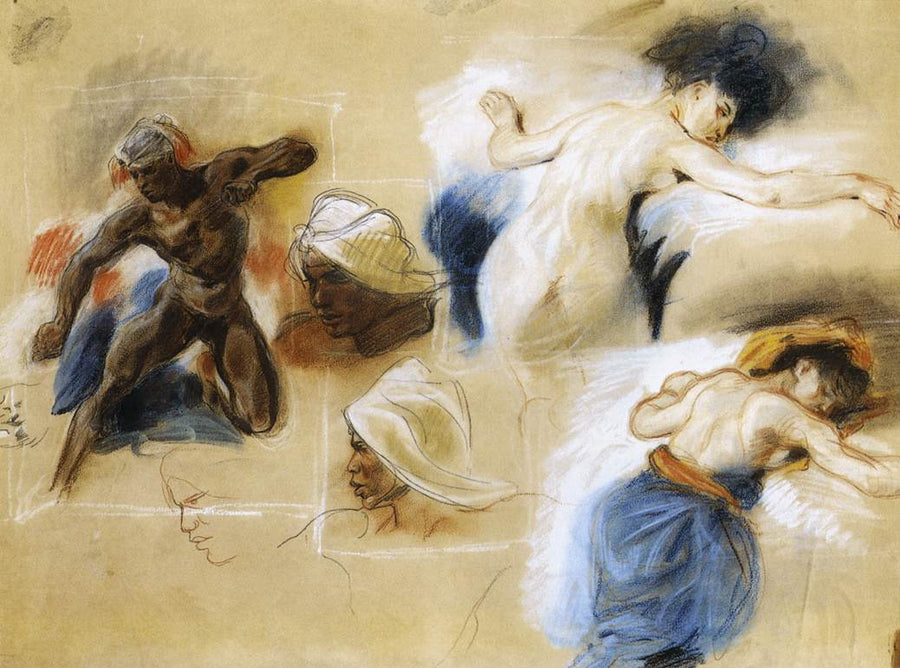 Sketch for The Death of Sardanapalus by Eugène Delacroix Reproduction Painting by Blue Surf Art