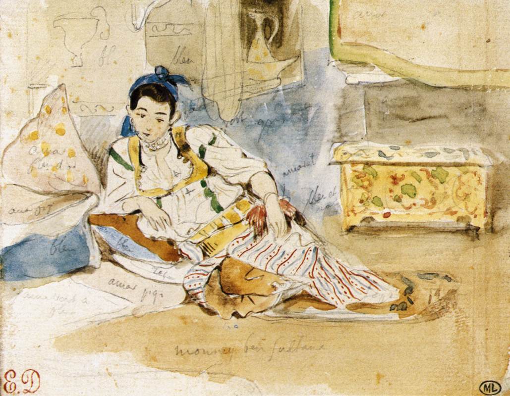 Sketch for the Women of Algiers by Eugène Delacroix Reproduction Painting by Blue Surf Art