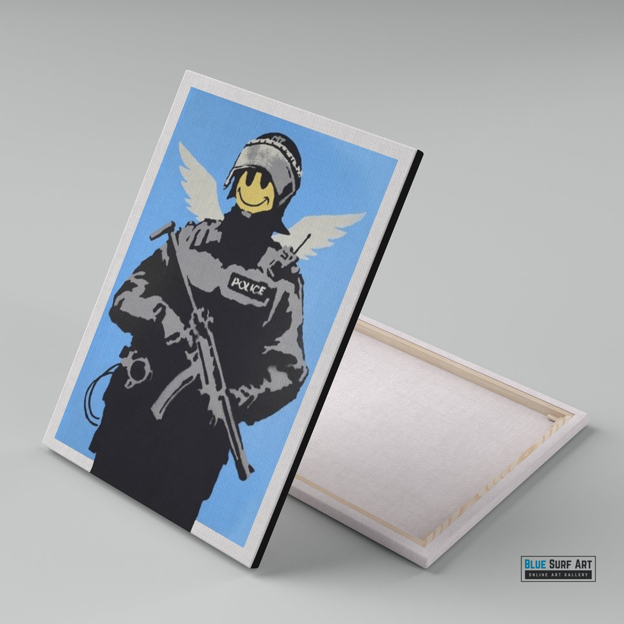 Flying Copper Banksy Street Art Original Oil Painting 100% Handmade Art for Sale