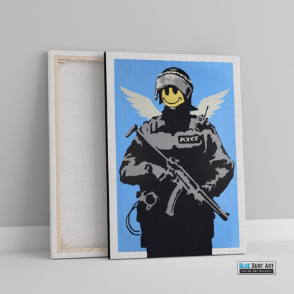 Flying Copper Banksy Street Art Original Oil Painting 100% Handmade Art for Sale